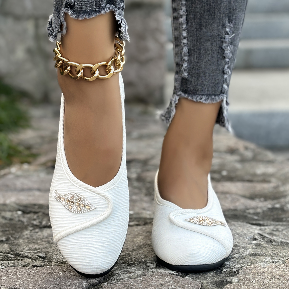 Men'S Shoes Slip On - Women's Elegant Rhinestone Flat Shoes 2025