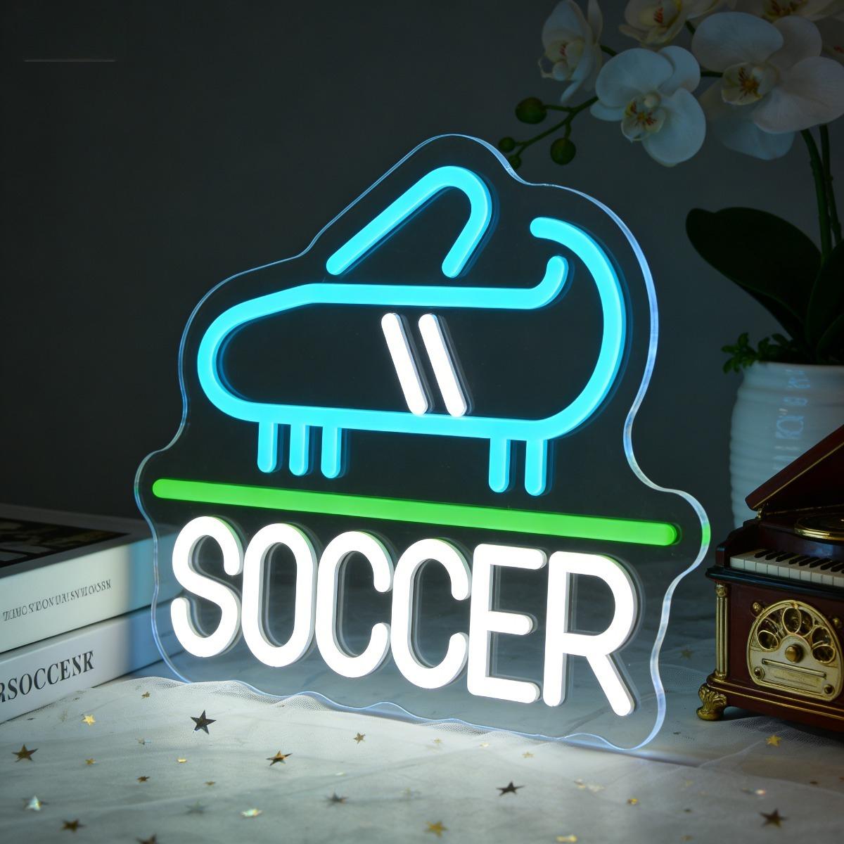 Men'S Shoes Dc - Soccer Shoe Neon Sign LED Night