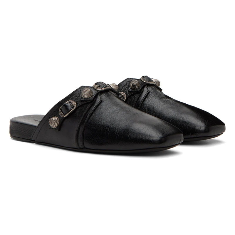 Men'S Shoes Hugo Boss - Black Soft Leather Square Toes Half