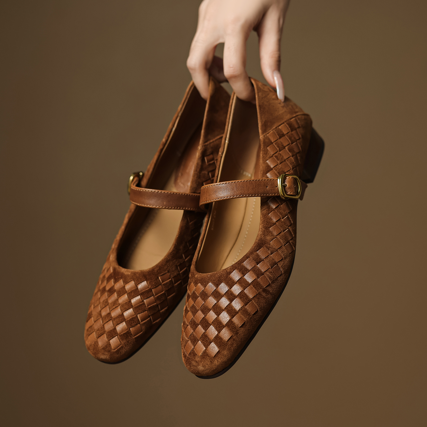 Men'S Shoes Slip On - Handmade Genuine Woven Texture Low heels