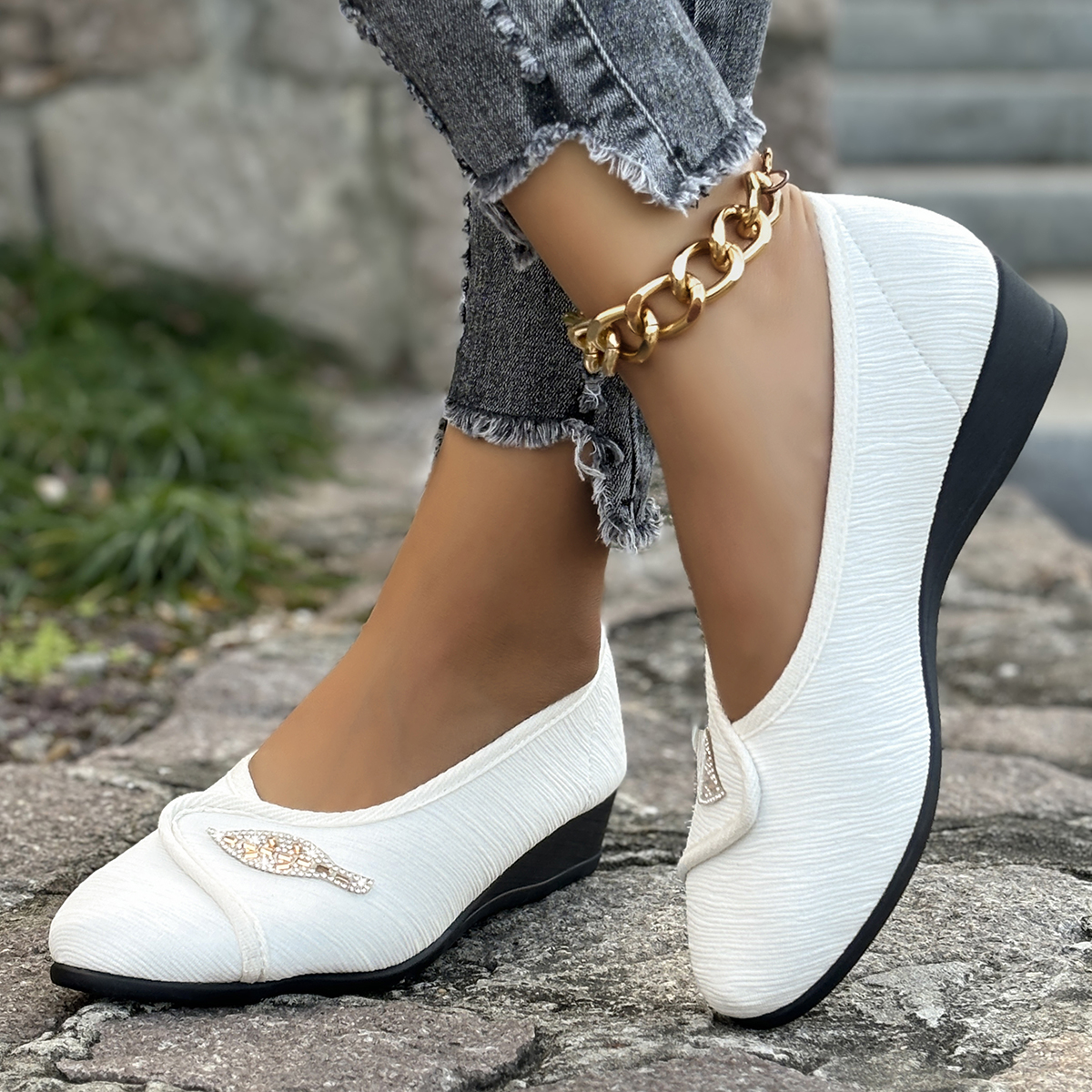 Women's Elegant Rhinestone Fla - Men'S Shoes Slip On avaliação e preço
