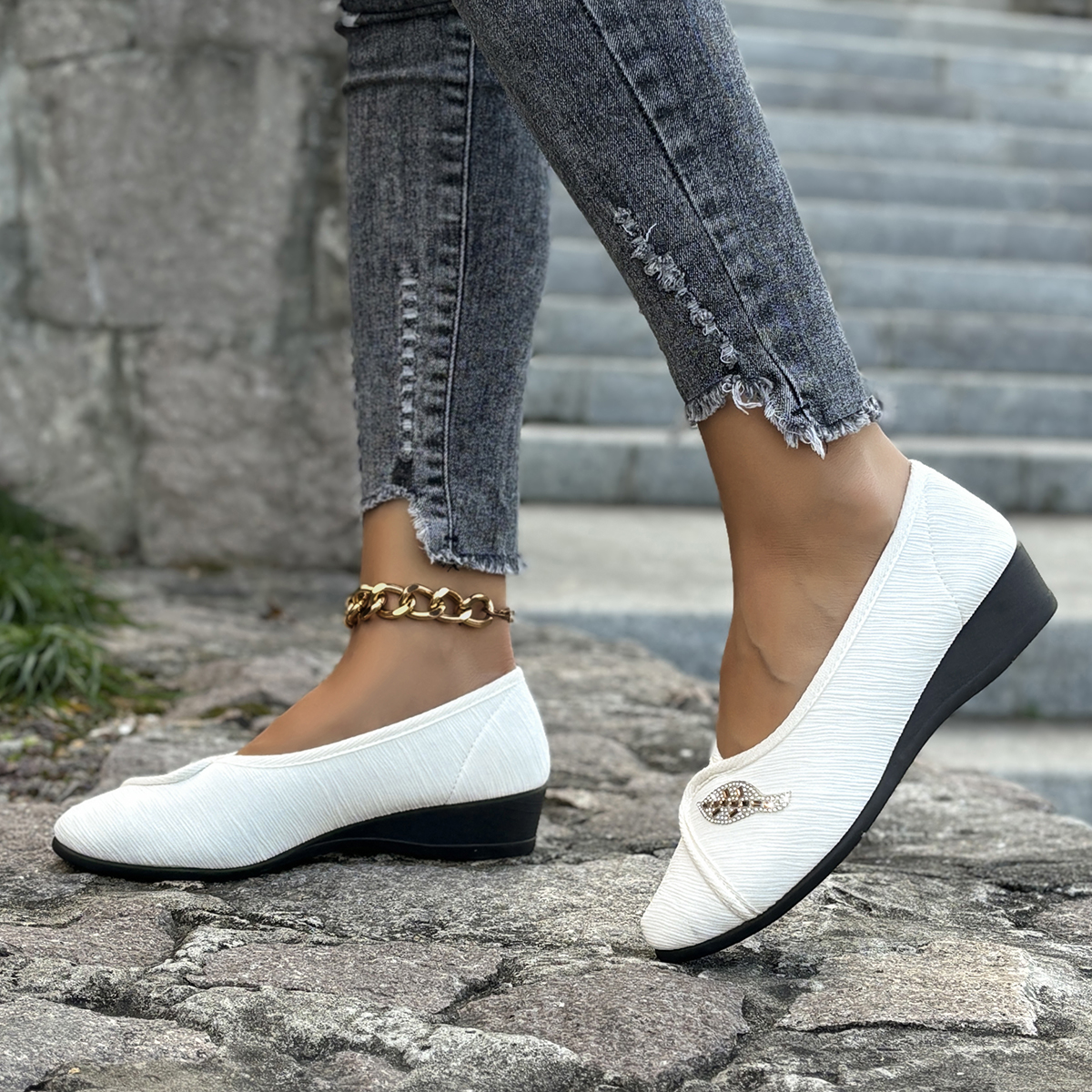 Women's Elegant Rhinestone Fla - Men'S Shoes Slip On avaliação e preço
