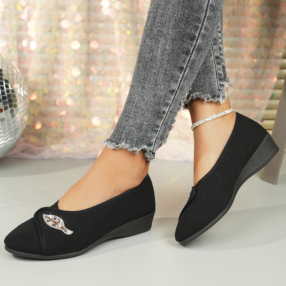 Women's Elegant Rhinestone Fla - Men'S Shoes Slip On avaliação e preço