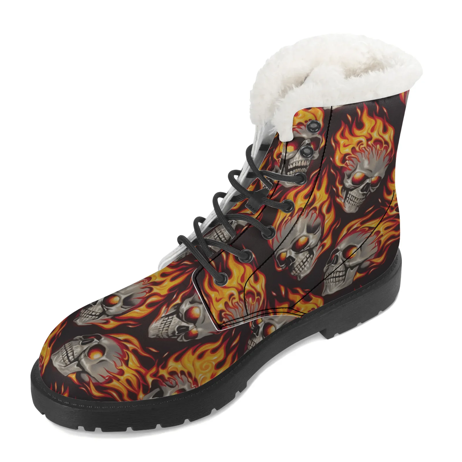 Fire Skull Patterns Snow Boots - Men Shoes Eu To Us avaliação e preço