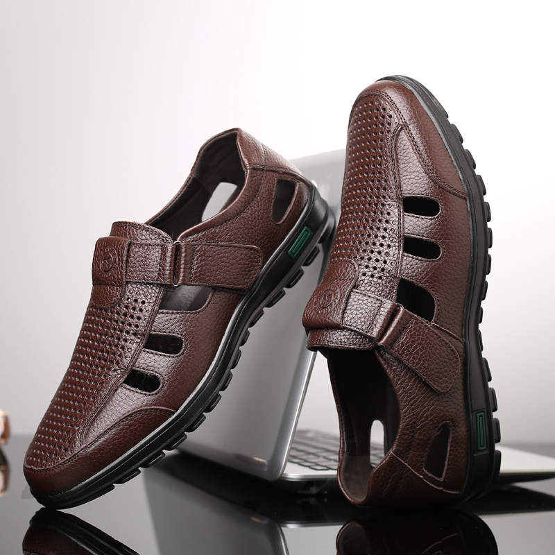 Men's Genuine Leather Sandals  - Men Shoes Eu To Us avaliação e preço