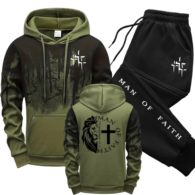 Man of Faith Pattern Men's Set - Men Shoes Joggers avaliação e preço