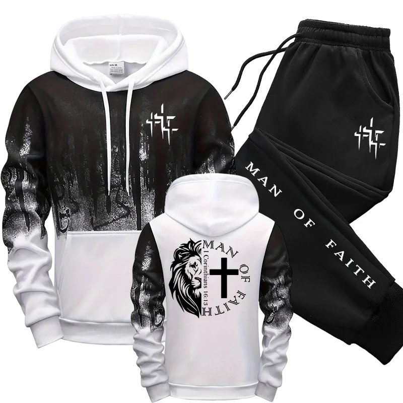 Man of Faith Pattern Men's Set - Men Shoes Joggers avaliação e preço