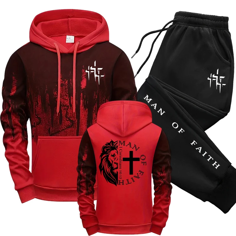 Man of Faith Pattern Men's Set - Men Shoes Joggers avaliação e preço